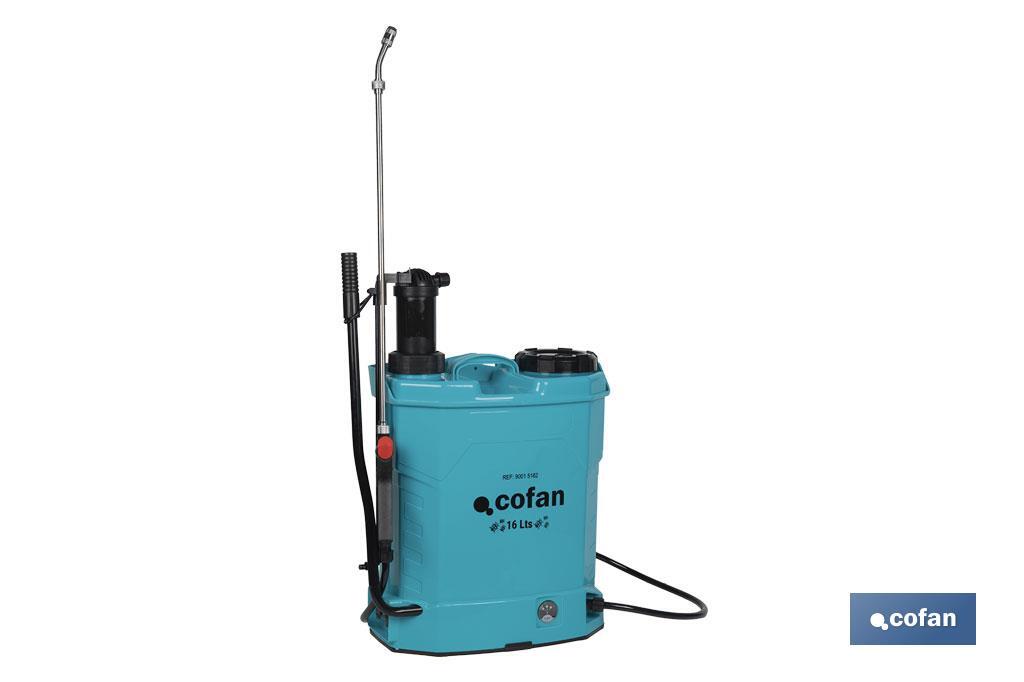 PULVERIZADOR DE ESPALDA 16 L DUAL - ELÉCTRICO/MANUAL LI-ION 12 V 8.0 AH