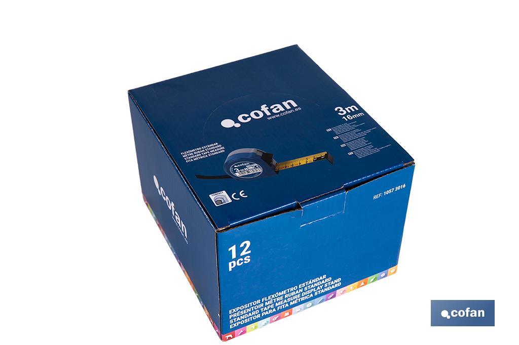 EXPOSITOR FLEXÓMETRO ESTÁNDAR 16 MM X 3 M 12 UDS.