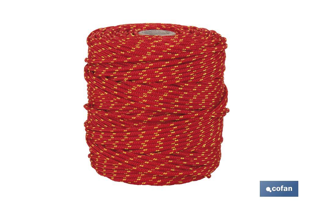 CORDÓN TRENZADO HIPPIE ROJO/AMARILLO 3MM X 100 M