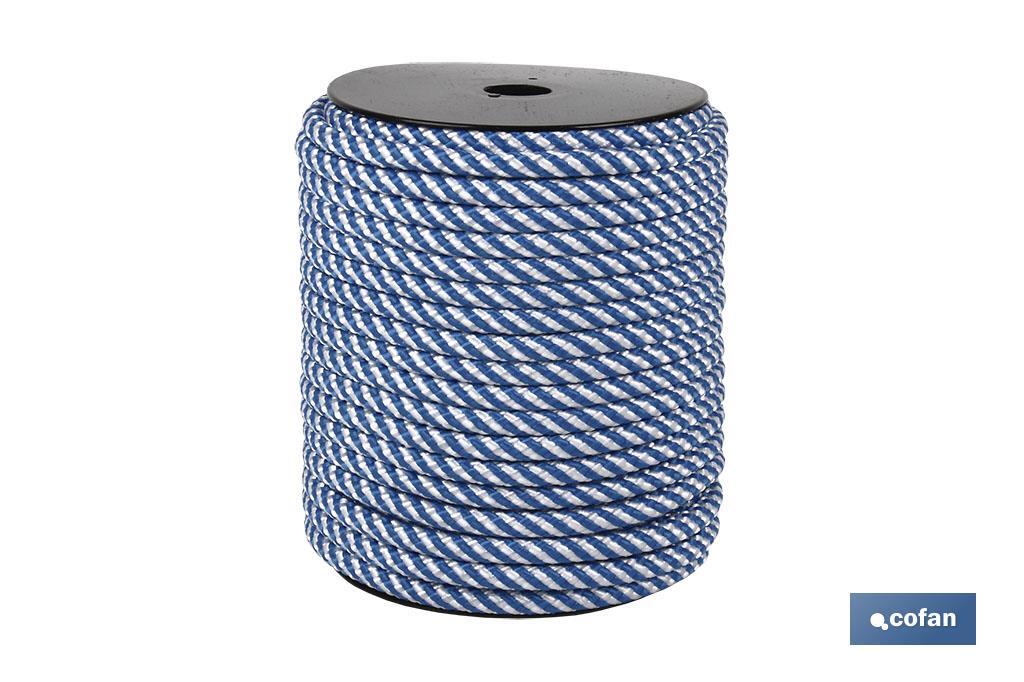 CARRETE CUERDA HELICOIDAL 14MM 50 M.BCO/AZUL CARRETE CUERDA HELICOIDAL 14MM 50 M.BCO/AZUL