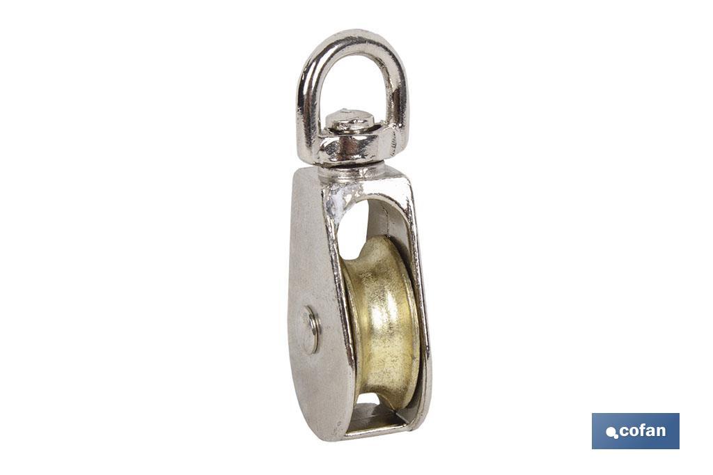 POLEA SIMPLE GIRATORIA NIQUELADA (Ø25MM) Venta unitaria