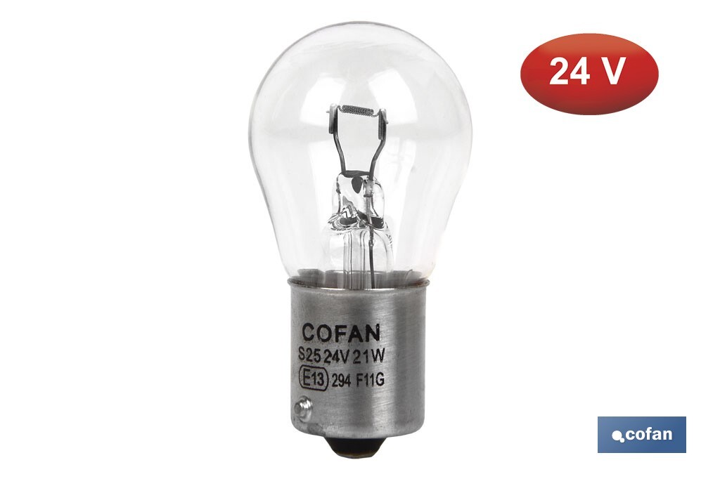 LÁMPARA COFAN 1 POLO P21W (BA15s) 24V venta unitaria