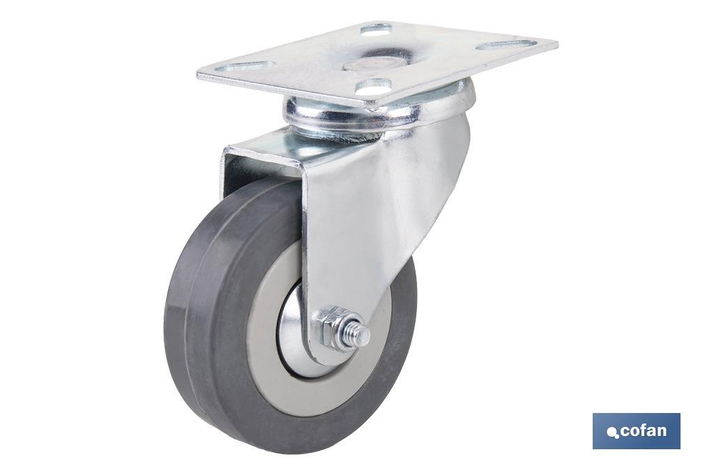 RUEDA GOMA/GRIS PLACA Ø65X21MM