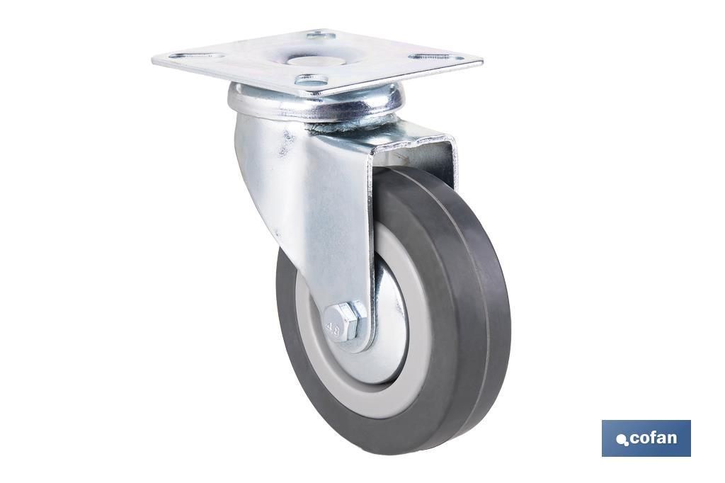 RUEDA GOMA/GRIS PLACA Ø75X22MM