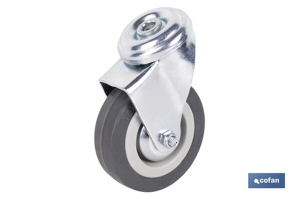 RUEDA GOMA/GRIS PASANTE Ø75X22MM Venta unitaria