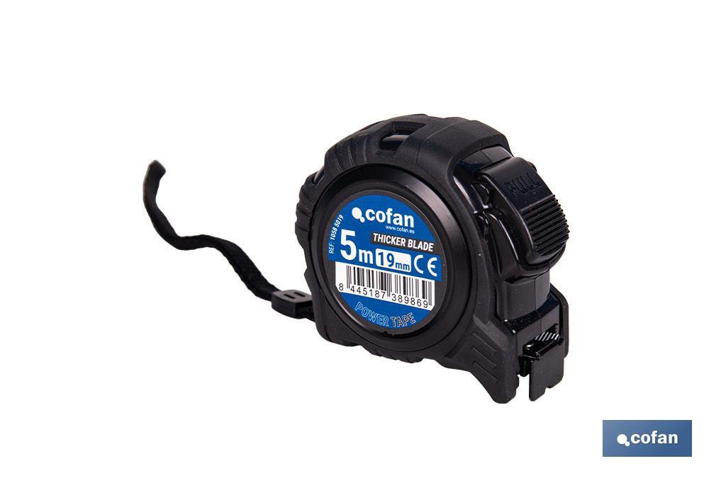 FLEXÓMETRO HOJA NEGRA DOBLE CARA 19 MM X 5 M