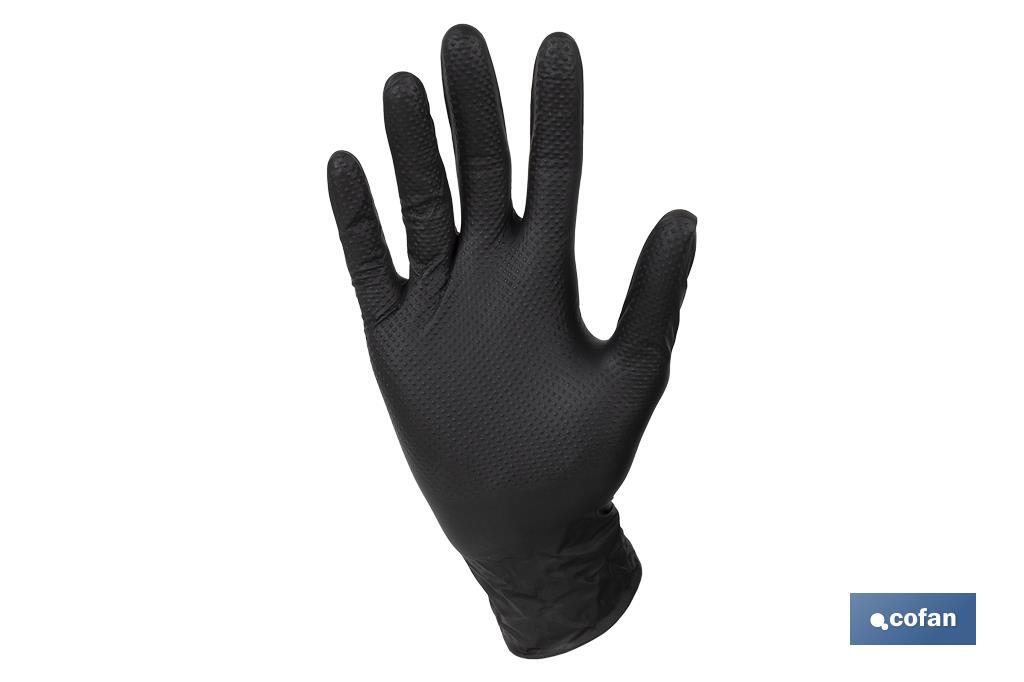 CAJA 100 UDS. GUANTES DE NITRILO NEGRO DIAMANTADO 8,5 G TALLA M