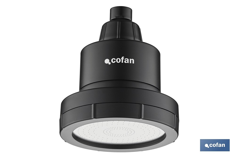 ROCIADOR DE DUCHA CON 15 FILTROS COLOR NEGRO 11,5 X 13,5 CM