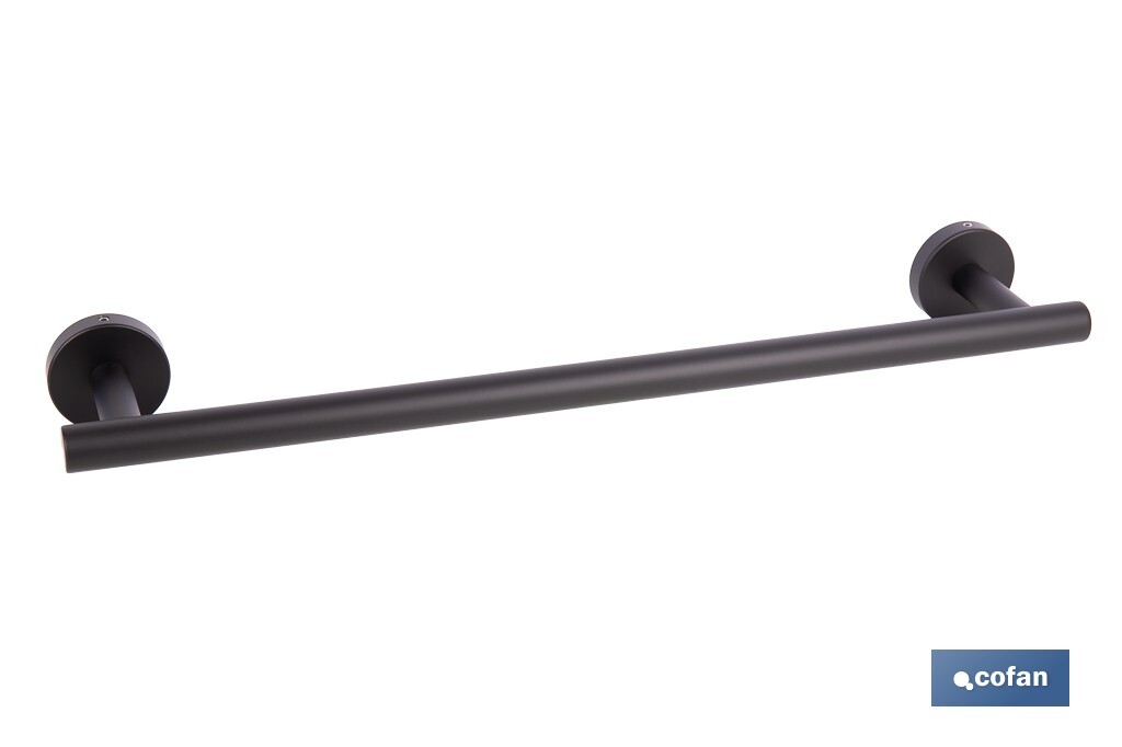 TOALLERO NEGRO MATE DE ACERO CON DISEÑO REDONDO GAMA RIBEIRA 45 X 8 X 5 CM