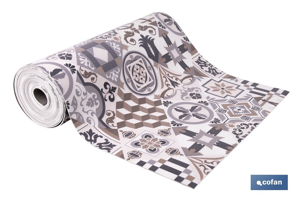 ROLLO DE ALFOMBRA VINILICA DISEÑO ARABESCO 84% VINILO 16% POLIESTER 52 X 20 M