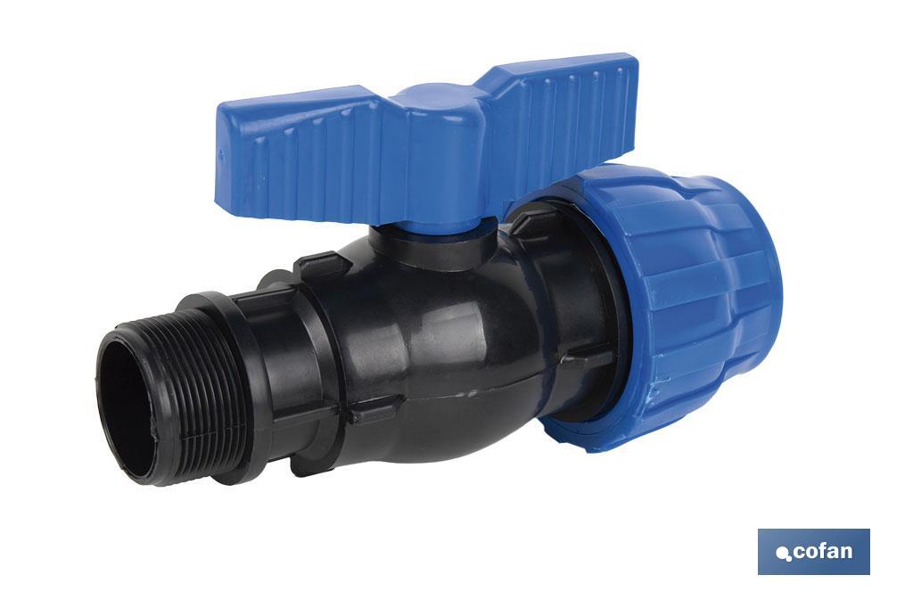 ENLACE VÁLVULA DE BOLA ROSCA MACHO PP PN16 50 X 1 1/2