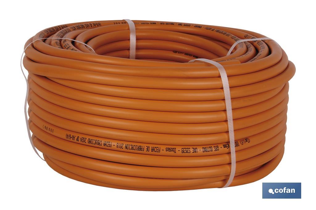 TUBO GAS FLEXIBLE NARANJA UNE 53539 Ø9x60 m