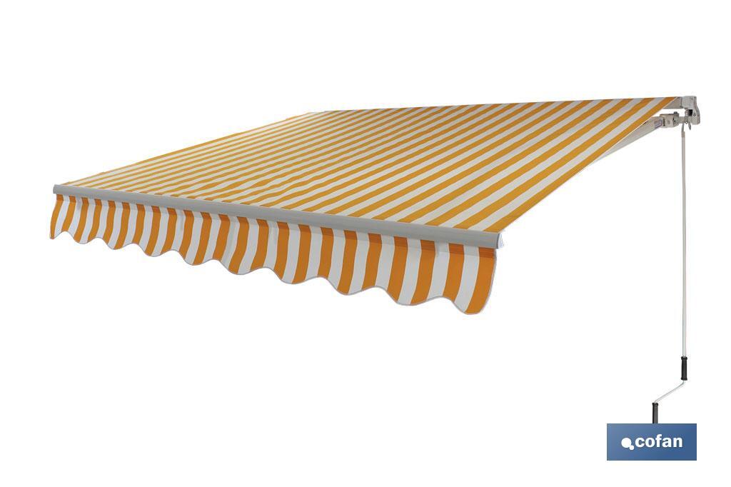 TOLDO MODELO NQ001 COLOR AMAR/BLANCO 4x3,0mts MANUAL TOLDO MODELO NQ001 COLOR AMAR/BLANCO 4x3,0mts MANUAL