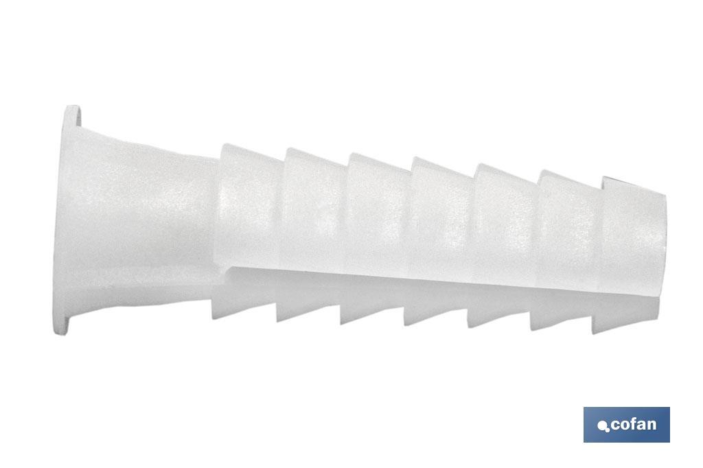 BLÍSTER DE 10 UDS. TACO PLÁSTICO BLANCO 8 MM VENTA UNITARIA BLÍSTER DE 10 UDS. TACO PLÁSTICO BLANCO 8 MM VENTA UNITARIA