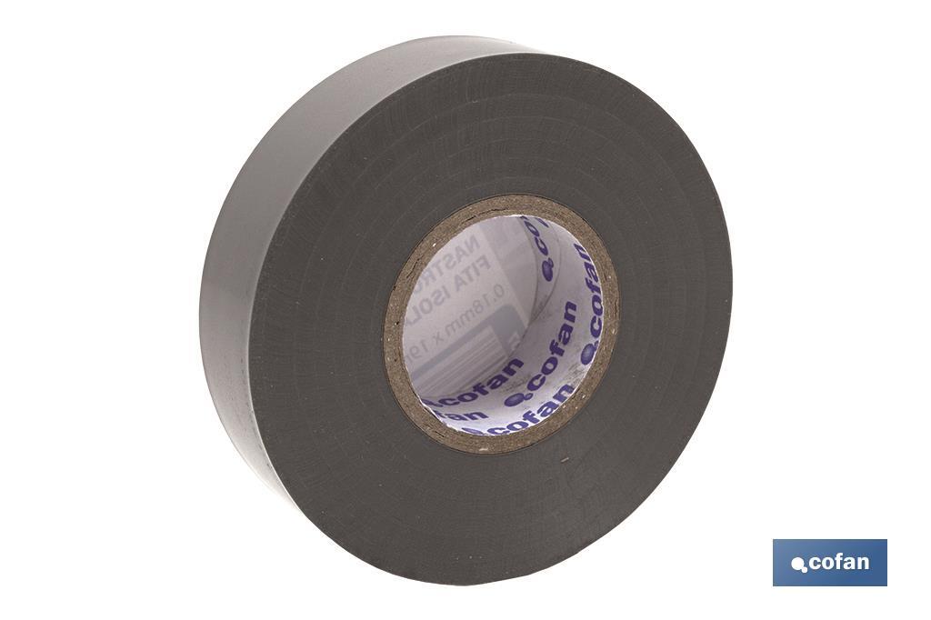 Cinta Aislante Gris de PVC 20m x 19mm
