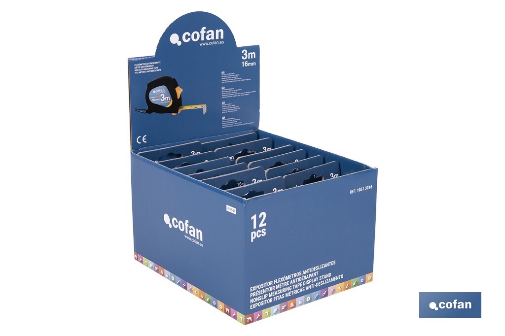 Expositor para flexómetros antideslizantes de Cofan | Incluyen los flexómetros | Varias medidas y capacidades