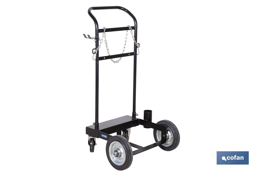 Carro portabidones de acero con ruedas antipinchazo | Cadena de seguridad | Alta resistencia y maniobrabilidad | Adecuado para 