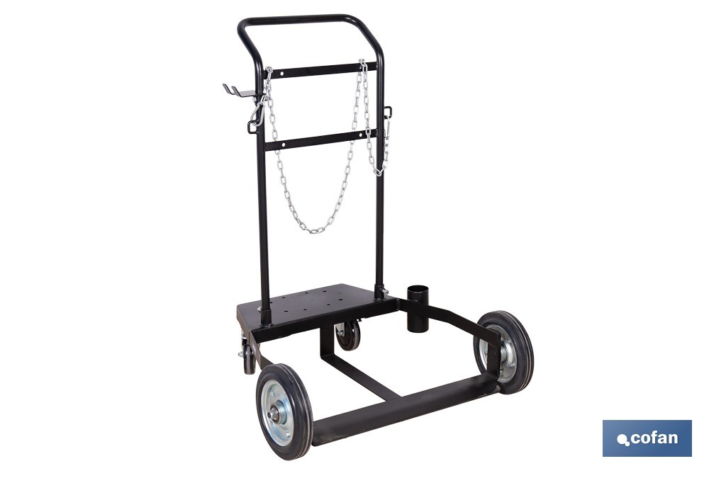 Carro portabidones de acero con ruedas antipinchazo | Cadena de seguridad | Alta resistencia y maniobrabilidad | Adecuado para 