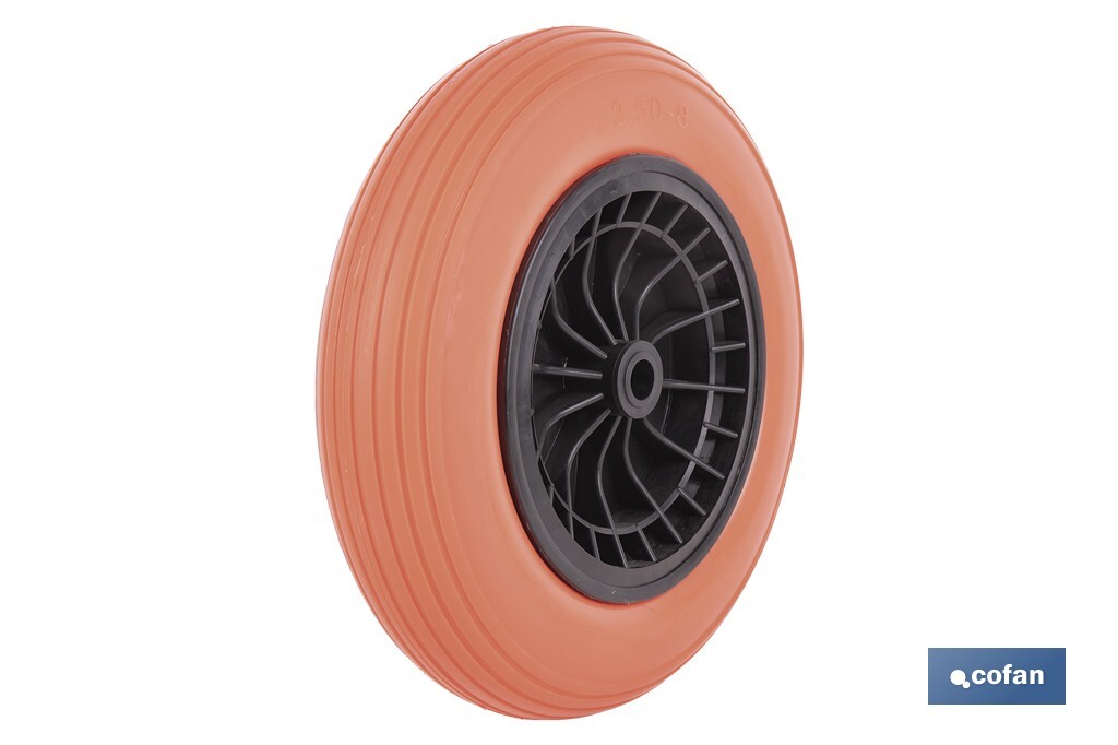 Rueda para carretilla de obra con rodamiento | Fabricada con llanta de ABS impinchable | Para pesos de hasta 120 kg