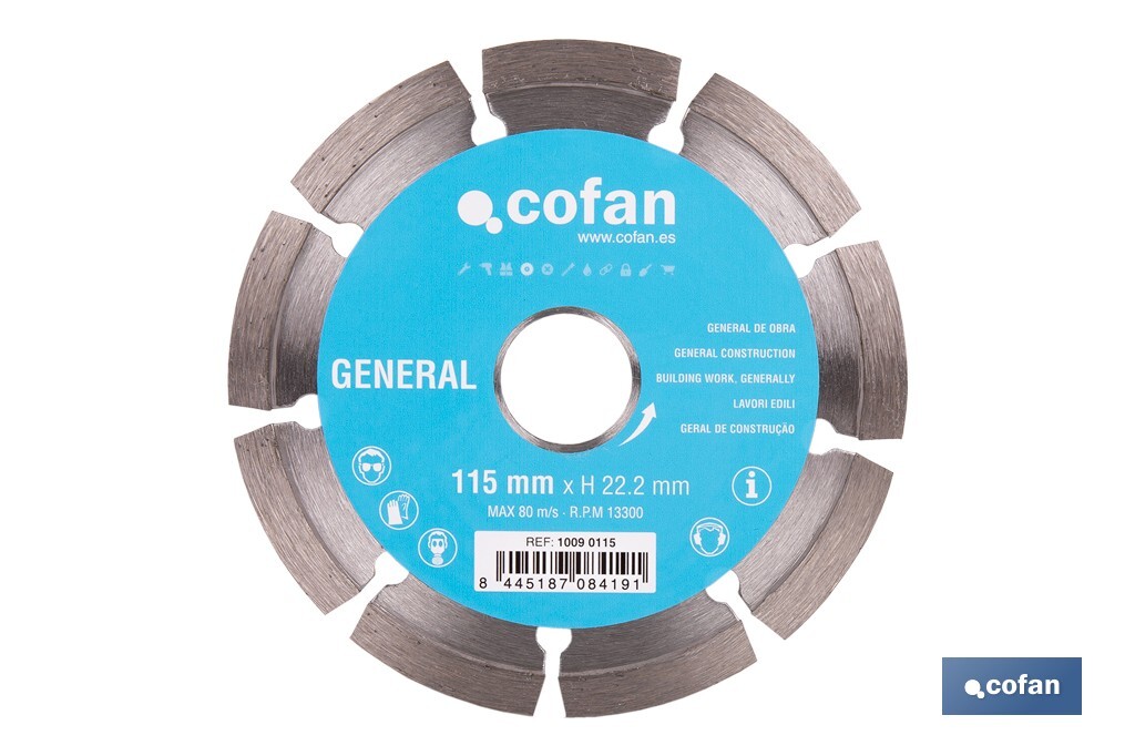 Discos de Diamante General de obra universal base