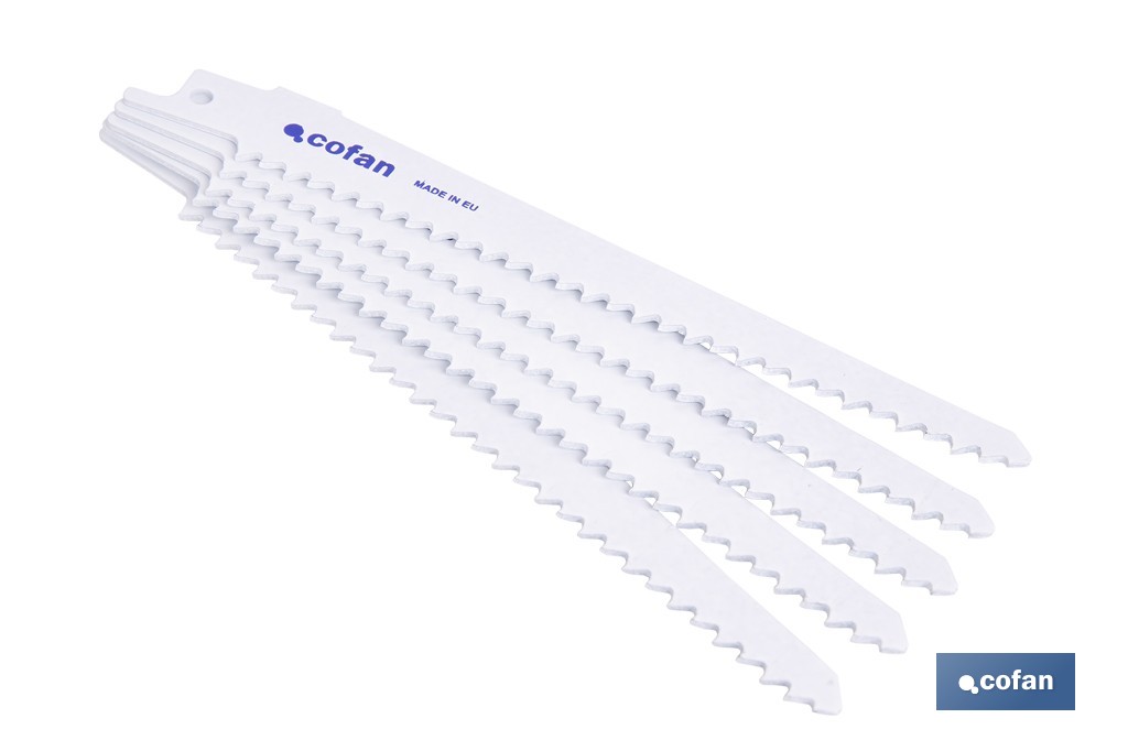 Hojas de sierra de sable universales bimetal para madera con clavos, metal ligero y plástico | Pack de 5 unidades | Disponibles