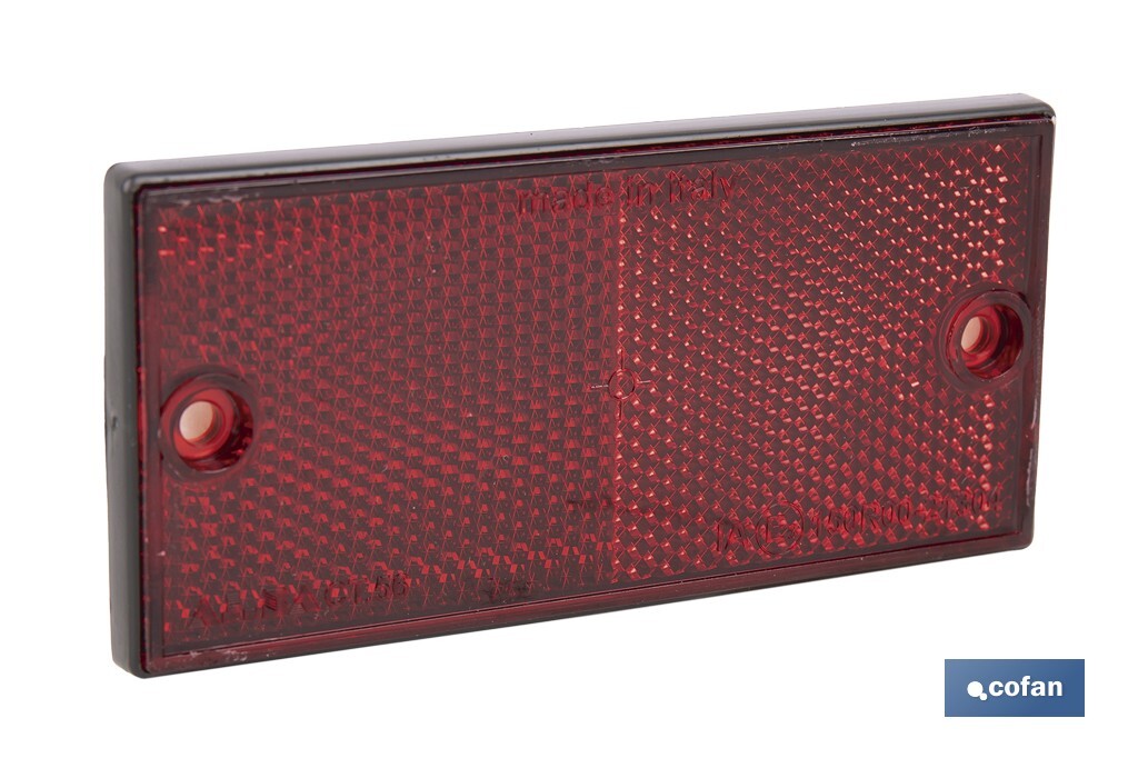 Catadióptrico rectangular con 2 agujeros y adhesivo | Tornillos no incluidos | Producto homologado | Disponible en 3 colores di