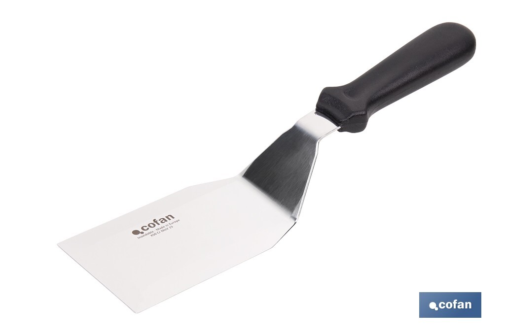 Espátula acodada de acero inoxidable | Perfecta para barbacoas, parrillas y planchas | Mango resistente y ergonómico