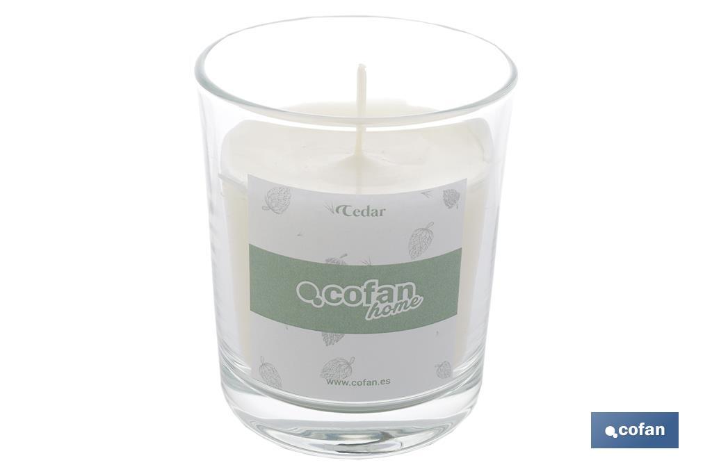 Vela aromática de cera vegetal | Aroma a cedro | Mecha de algodón