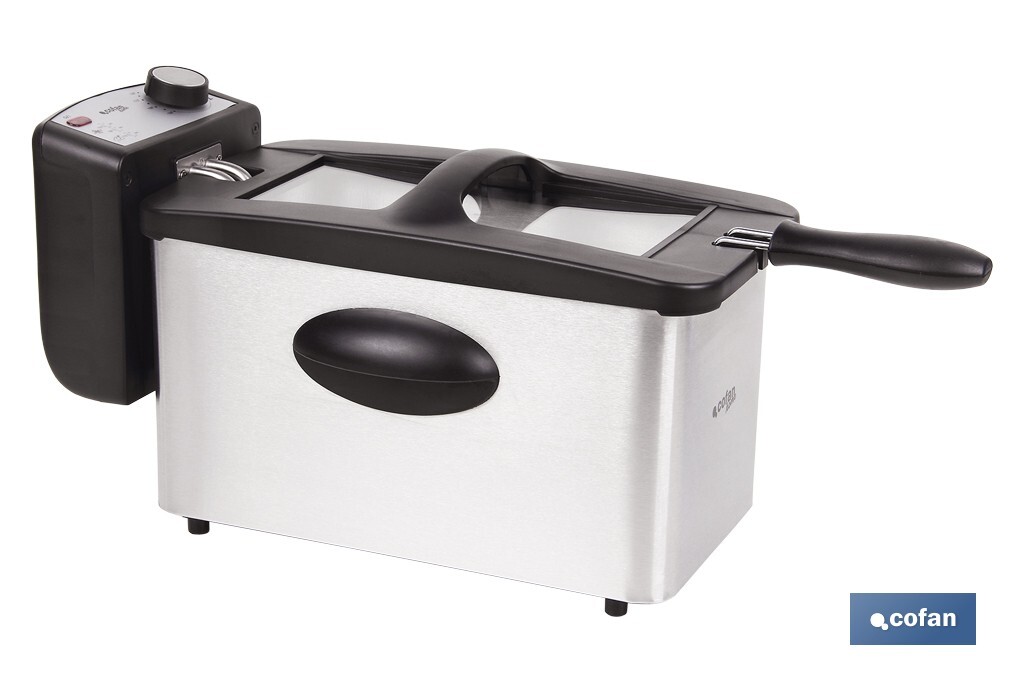 Freidora Eléctrica | Modelo Riaza | Fabricada en Acero Inoxidable cepillado | 2000 W | Capacidad 3 L