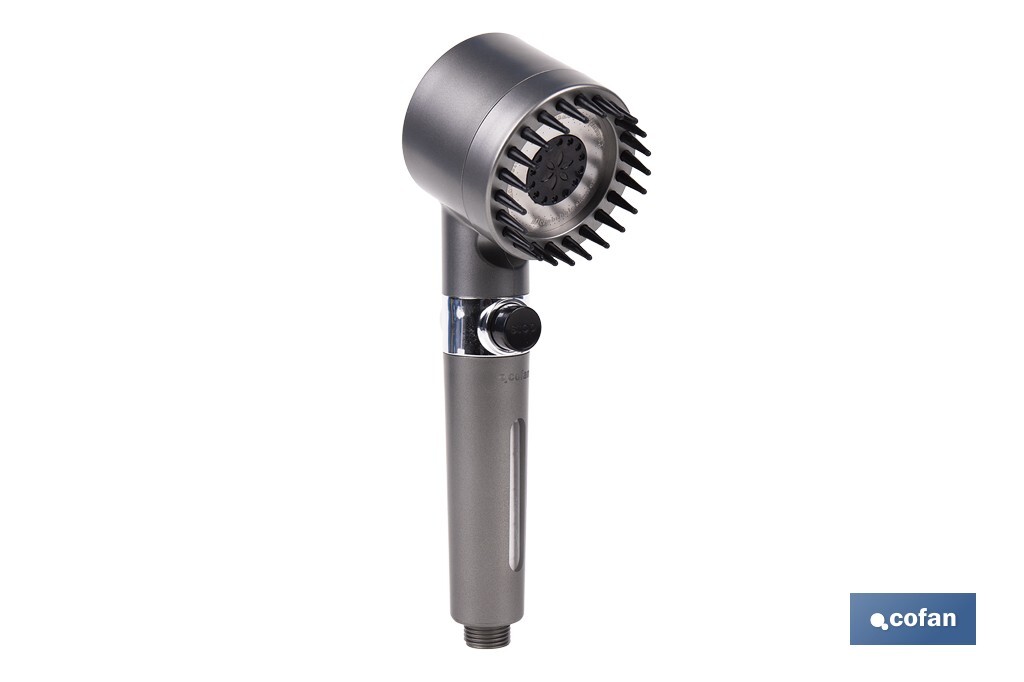 Mango de ducha con filtro | Tres modos de pulverización | Instalación universal | Acabado en gris antracita | Medidas: 7,5 x 25