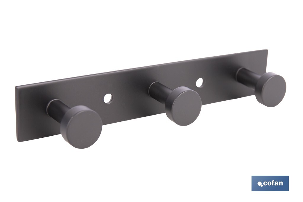 Perchero de pared negro | Material: acero inoxidable | Resistente y elegante | Disponible con diferentes colgadores