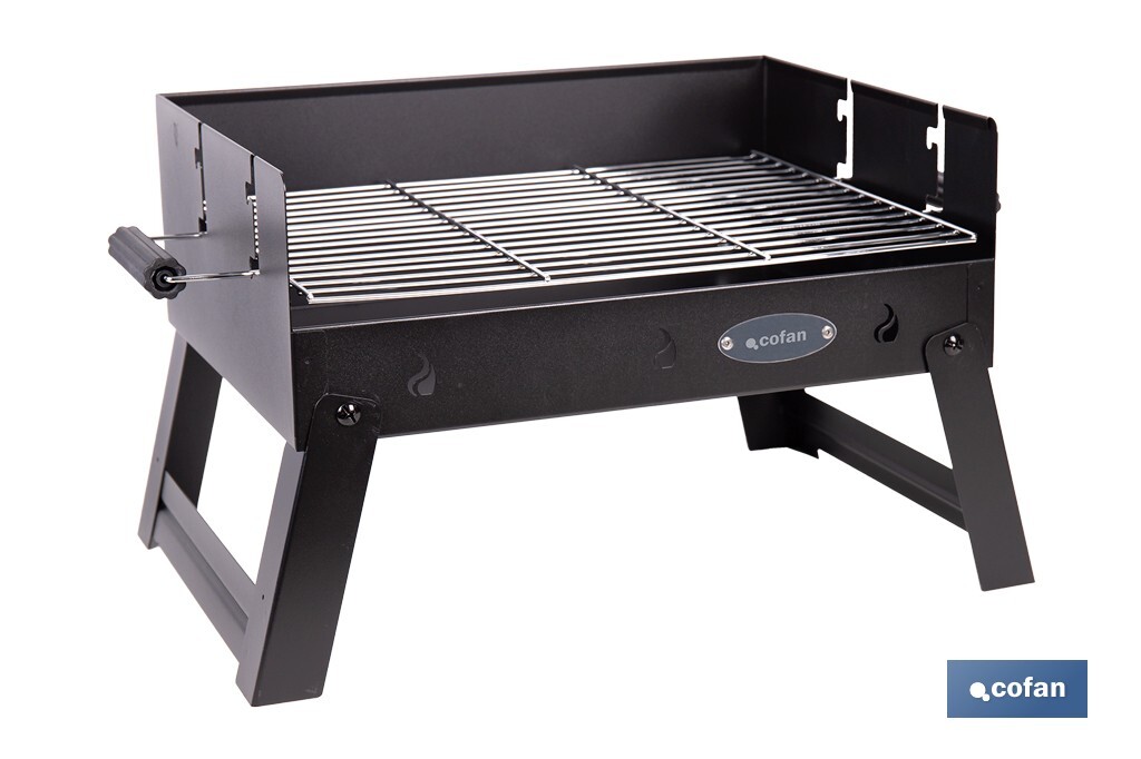 Barbacoa de carbón portátil plegable | Con parrilla cromada | Asas laterales | Compacta y fácil de transportar | Medidas: 45,5 