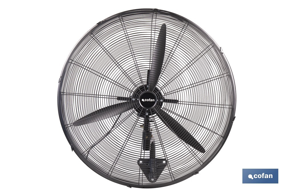 Ventilador industrial de pared con 3 velocidades | Potencia: 200 W | Color: negro | Oscilación 80° | Fácil instalación | Medida