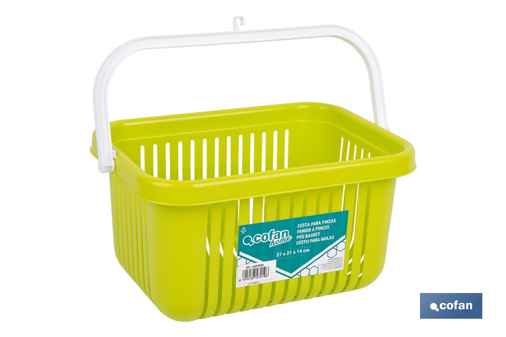 Cesta para pinzas de ropa con colgador | Almacenamiento para colada | Disponible en diferentes colores