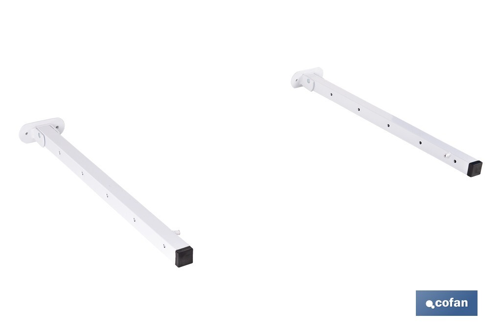 Tendedero de pared abatible | Con 2 soportes metálicos | Ancho de hasta 150 cm | Longitud: 50,5 cm | Incluye tornillos y tacos