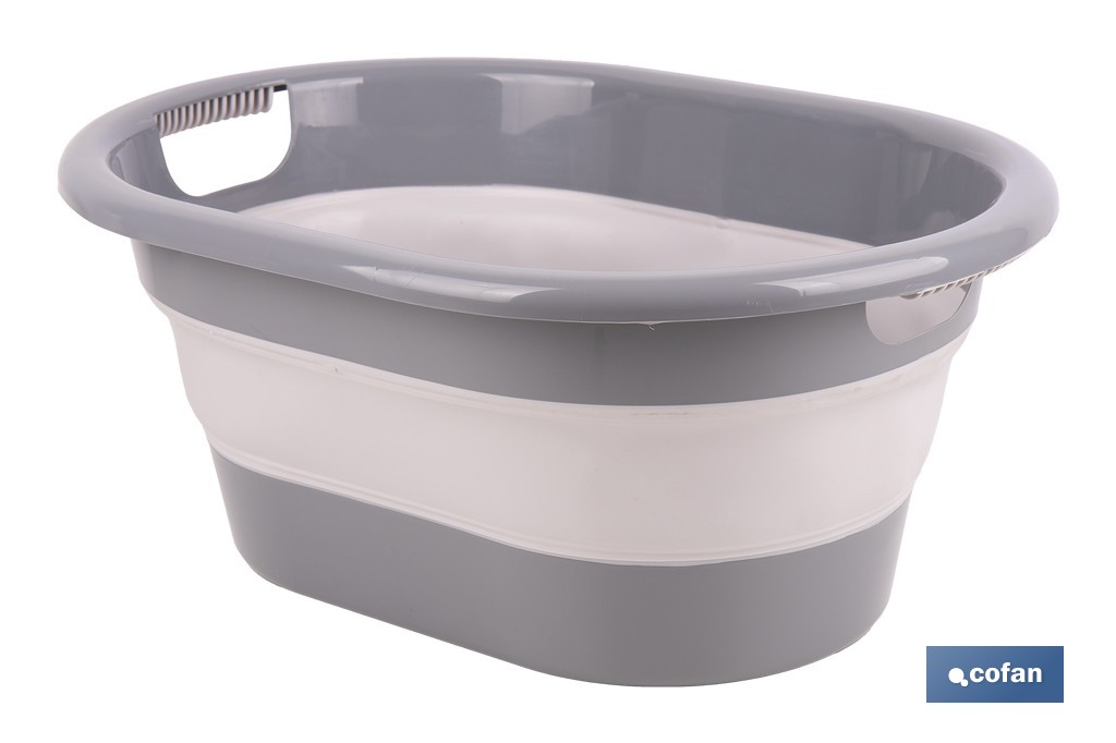 Barreño plegable con 18 litros de capacidad en color gris y blanco | Ahorro de espacio, fácil almacenamiento y transporte