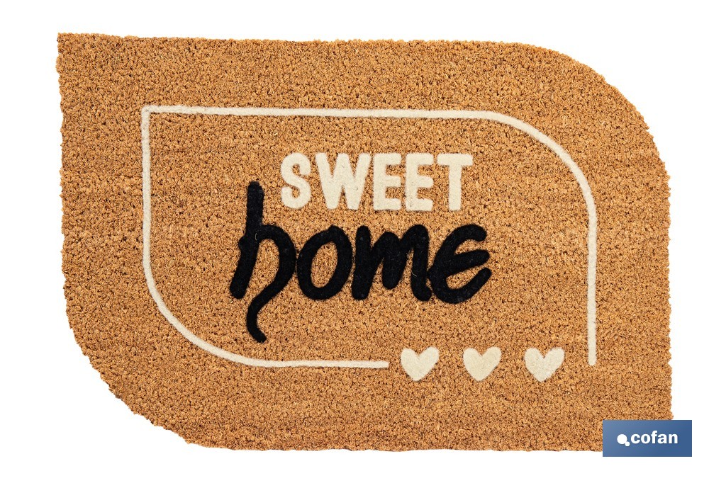 Felpudo de fibra de coco para interior con base antideslizante | Diseño Sweet Home | Medidas: 40 x 60 cm