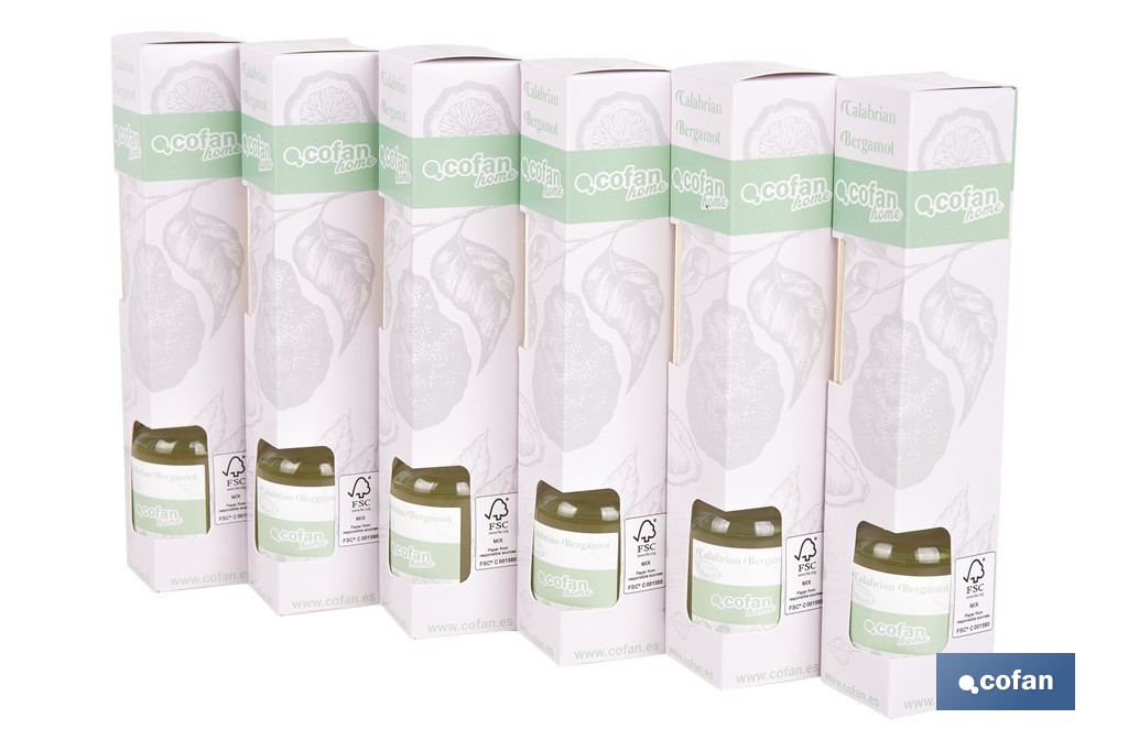 Ambientador de varillas | Aroma a bergamota calabrese | Difusor con varillas de ratán