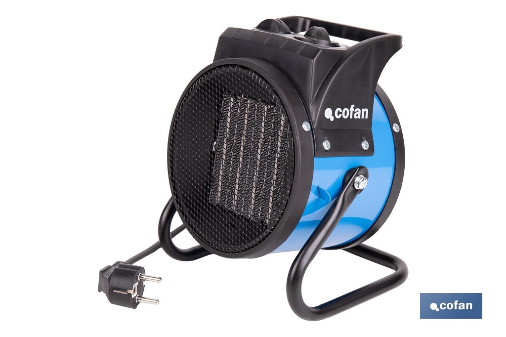 Calefactor cerámico industrial | Potencia: 2000 W | Diseño portátil | Termostato ajustable | Protección térmica