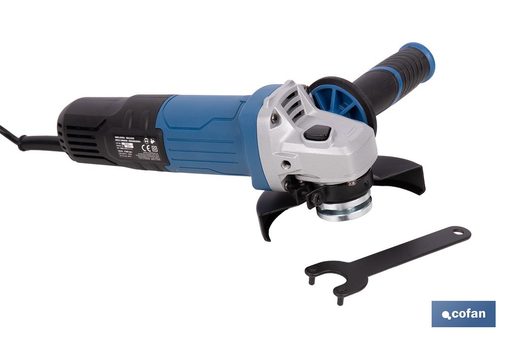 Amoladora angular eléctrica 750 W Ø115 mm 11000 rpm | Mango auxiliar con 2 posiciones y sistema antivibración | Ligera, potente