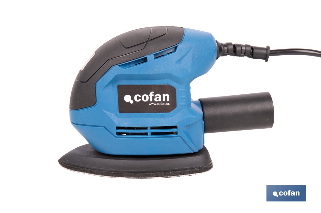 Lijadora mouse eléctrica 130 W 14 000 rpm, aspiración de polvo | Base de velcro con 5 agujeros | Ideal para madera, chapa, laca
