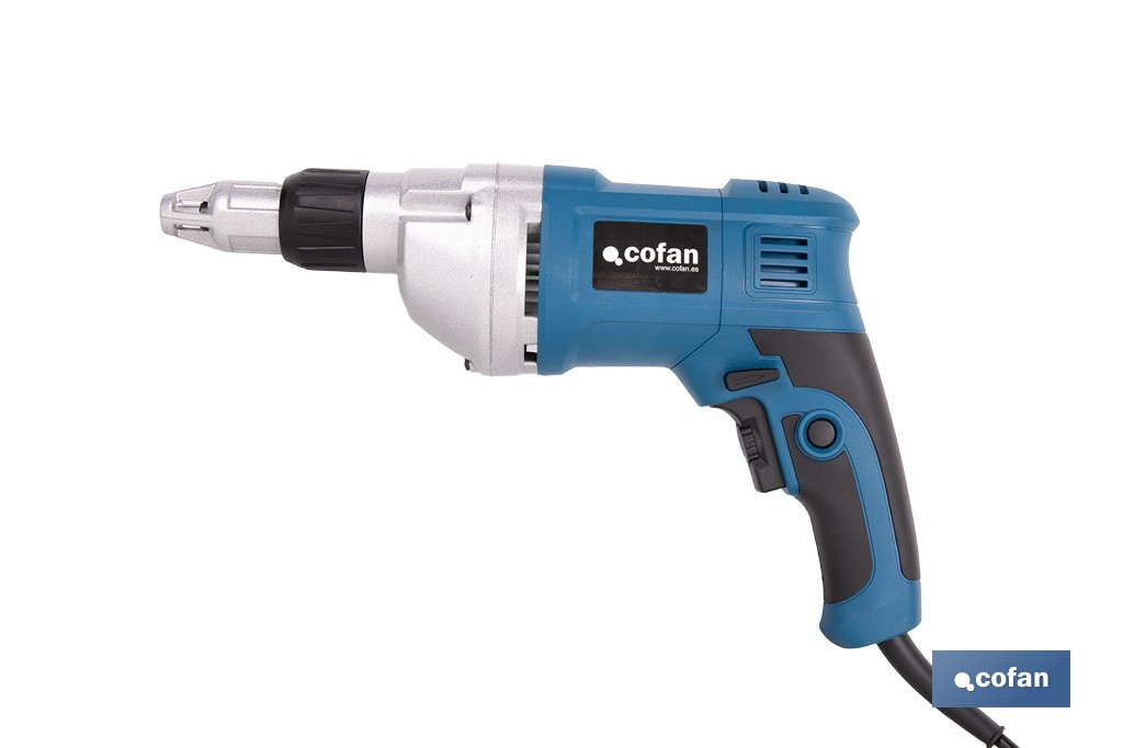 Atornillador eléctrico para paredes de yeso 600 W 2400 rpm | Velocidad variable, inserción de portapuntas 1/4 | Diseño ergonómi