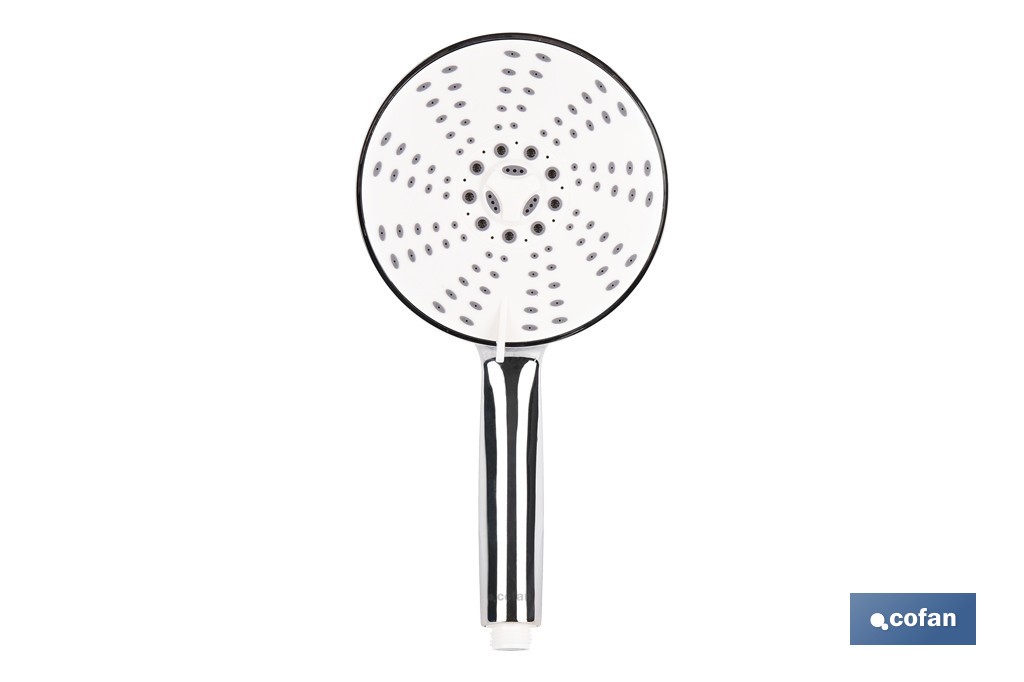Mango de ducha cromado de alta presión con 5 funciones de pulverización | Medidas: 15,5 x 28 cm