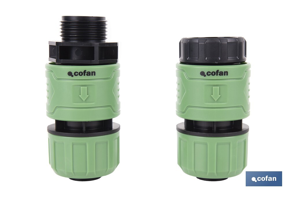 Racor reparador de mangueras de jardín | Conector de ABS | Resistente a UV | Conexión rápida y sencilla | Enlace reparador de 1