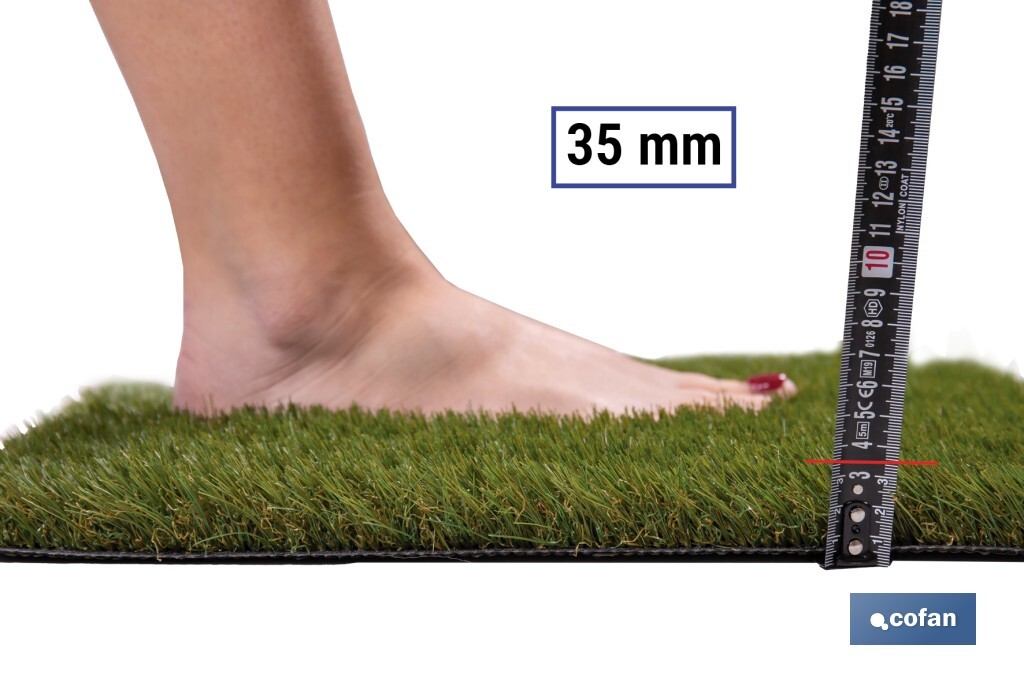 Césped Artificial de 35 mm para terraza y jardín | Modelo acolchado, confortable y resistente | Ideal para exteriores y piscina