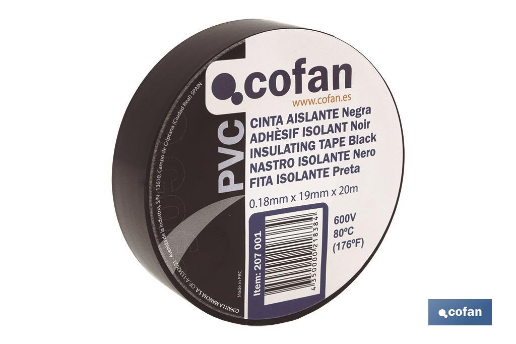 Cinta Aislante Negra de PVC 20m x 19mm